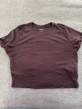 Hollister Women's Chocolate Brown Short Sleeve Crewneck Tee